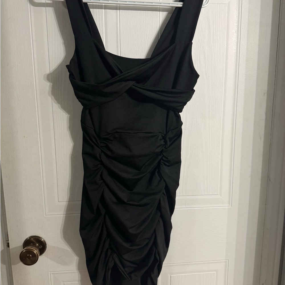Black Ruched Bodycon Mini Dress
